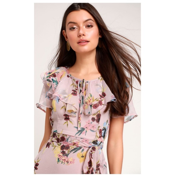 Band Of Gypsies- Sunny Mauve Floral Ruffle Dress - Picture 13 of 16